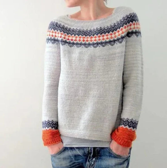 Pull Fair Isle à col rond pour femme