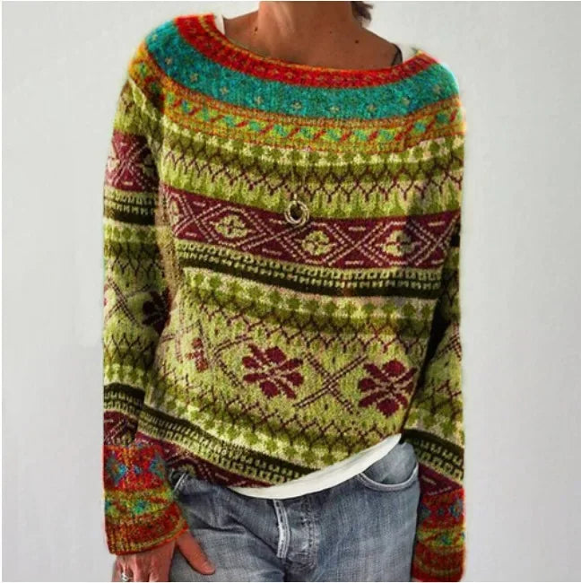 Pull Fair Isle à col rond pour femme
