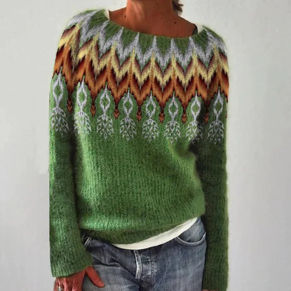 Pull Fair Isle à col rond pour femme