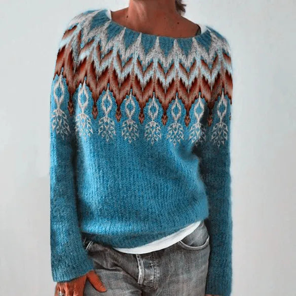Pull Fair Isle à col rond pour femme