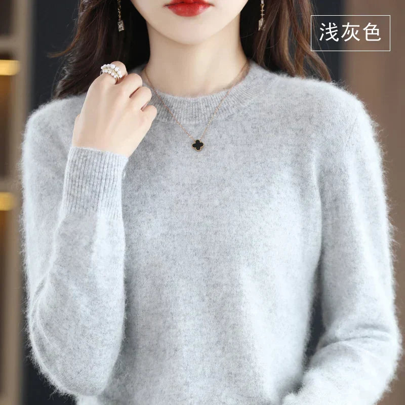 Pull femme 100 % cachemire col rond