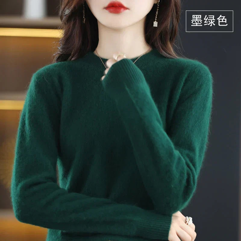 Pull femme 100 % cachemire col rond