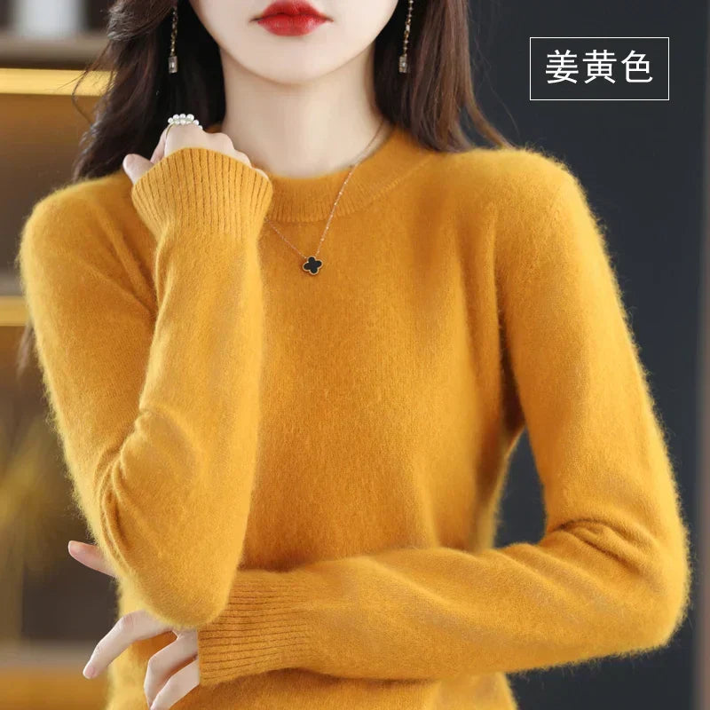 Pull femme 100 % cachemire col rond