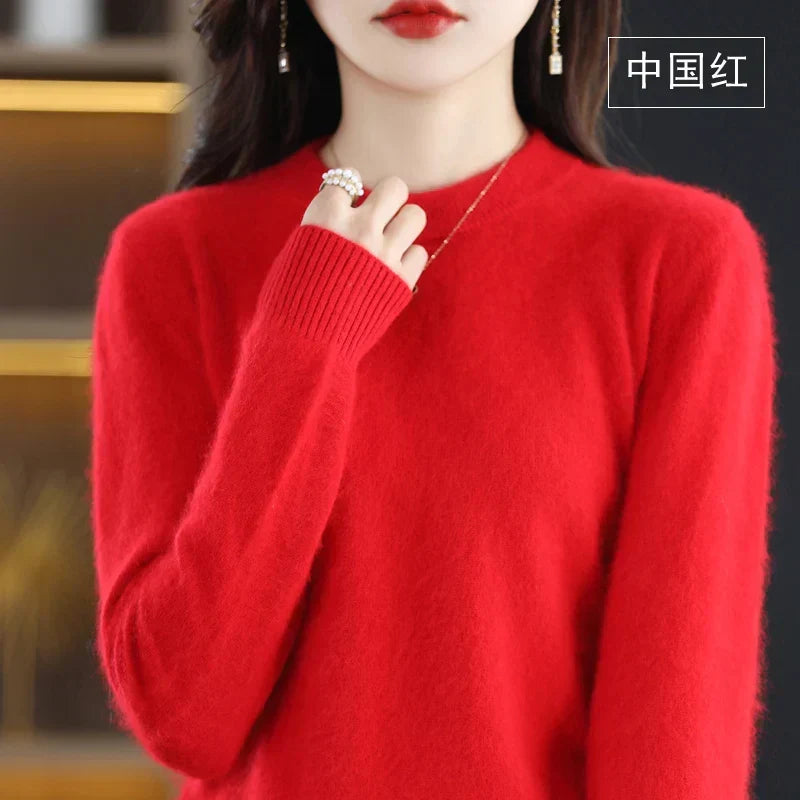 Pull femme 100 % cachemire col rond