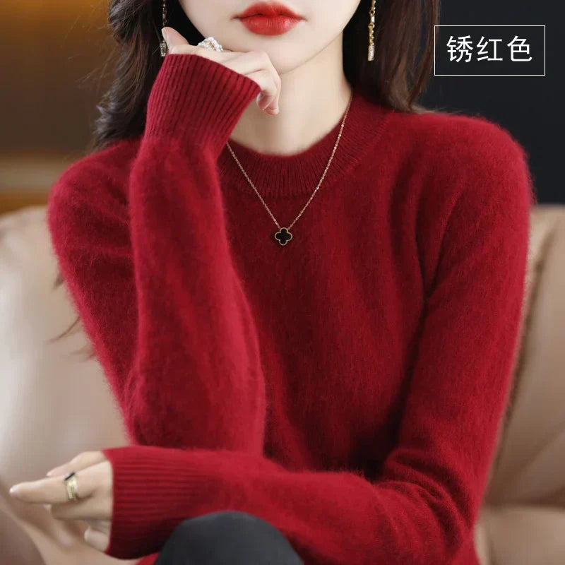 Pull femme 100 % cachemire col rond