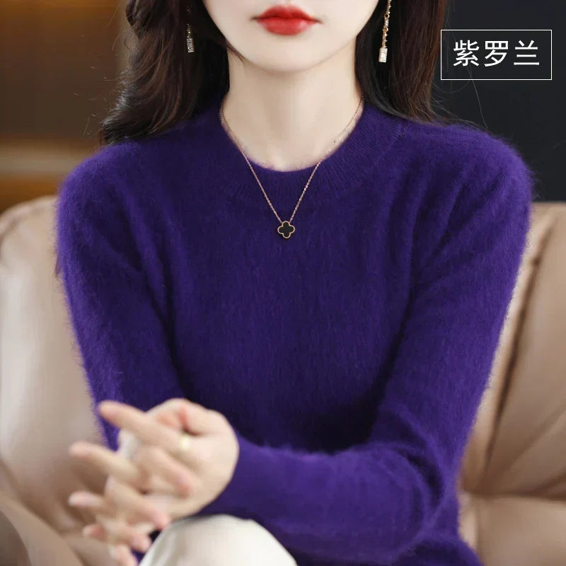 Pull femme 100 % cachemire col rond
