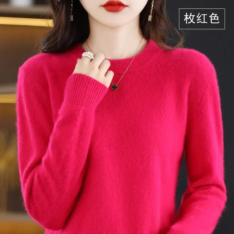 Pull femme 100 % cachemire col rond
