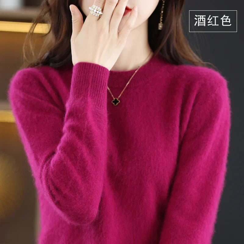 Pull femme 100 % cachemire col rond