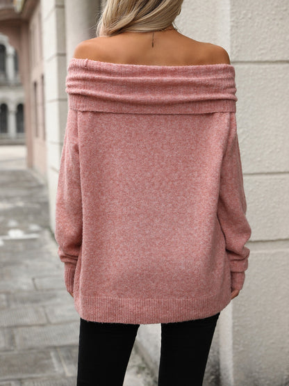 Pull femme à col bénitier, coupe décontractée