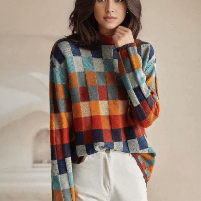 Pull femme à col roulé doux