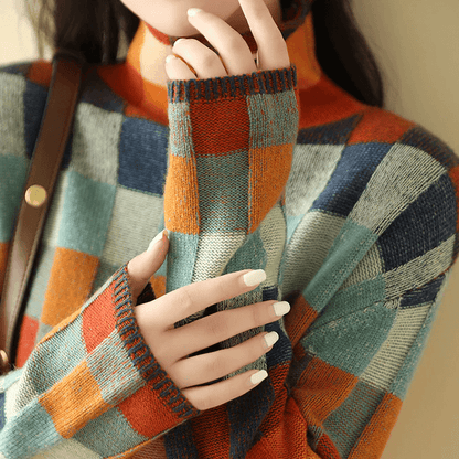 Pull femme à col roulé doux