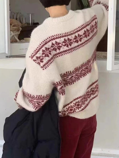 Pull femme à motif Fair Isle, coupe décontractée
