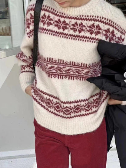 Pull femme à motif Fair Isle, coupe décontractée