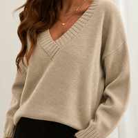 Pull femme col V coupe décontractée