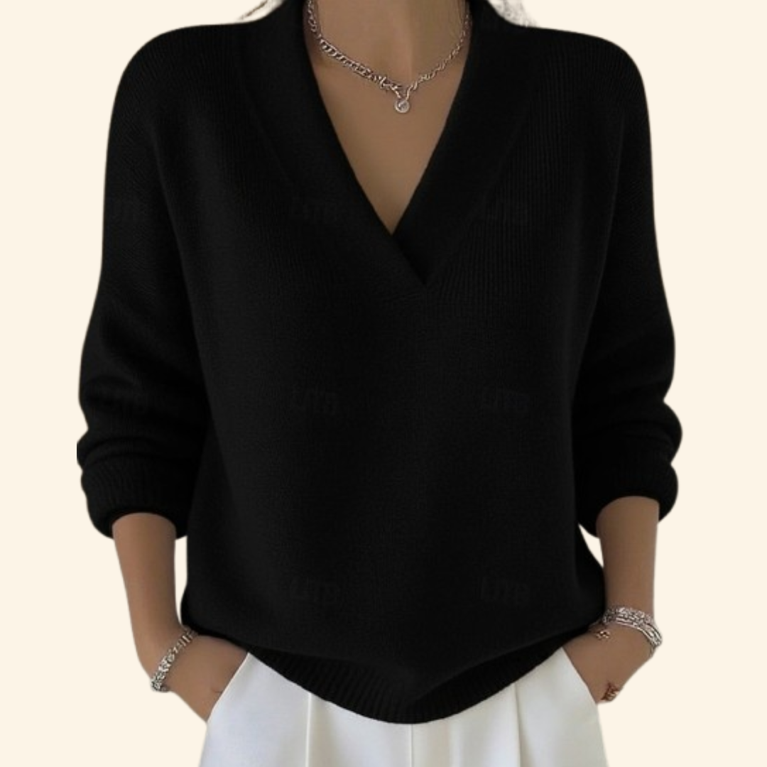 Pull femme col V, coupe décontractée