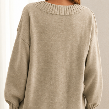 Pull femme col V coupe décontractée