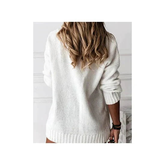 Pull femme col V coupe décontractée