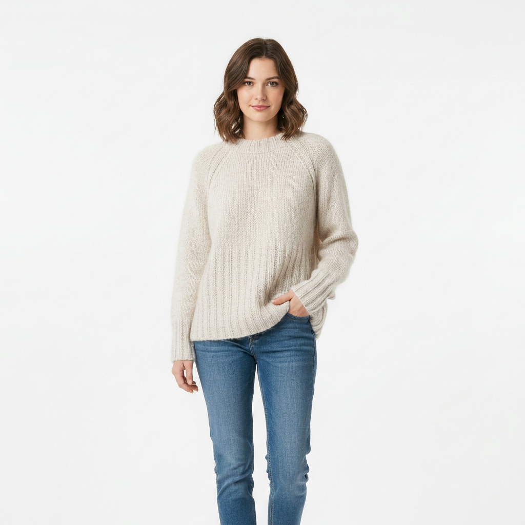 Pull femme en maille épaisse – col rond et coupe décontractée