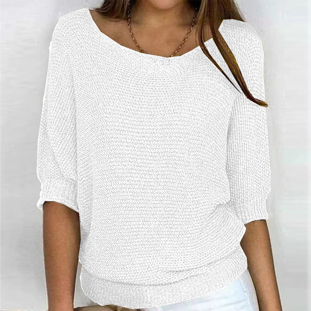 Pull femme manches trois-quarts coupe décontractée