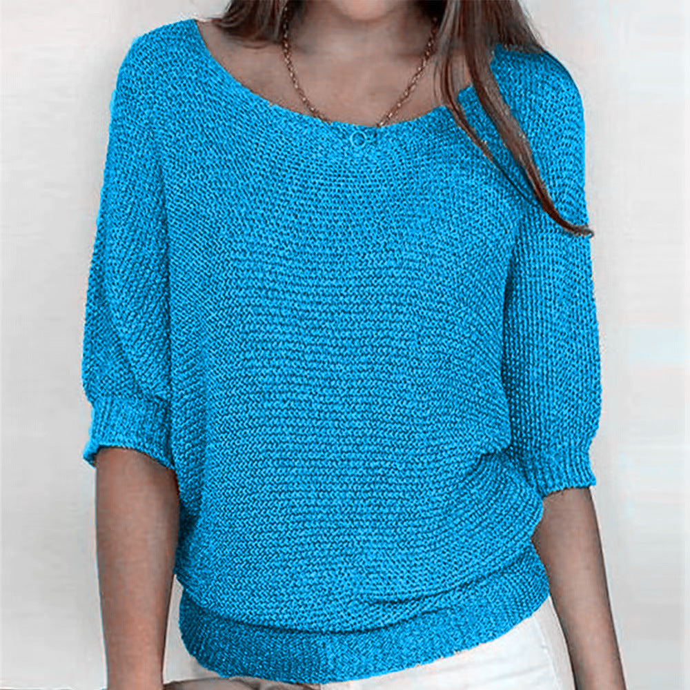 Pull femme manches trois-quarts coupe décontractée