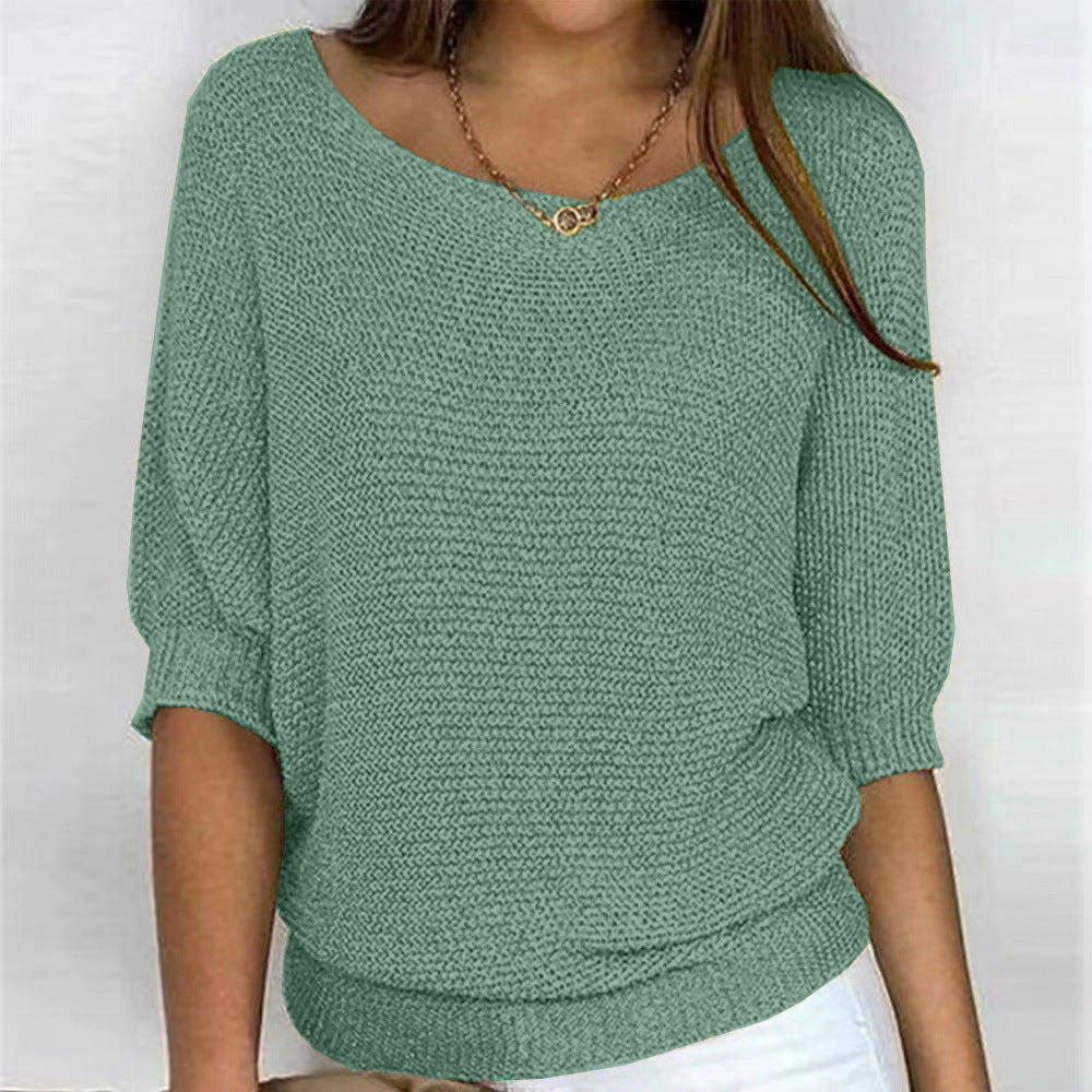 Pull femme manches trois-quarts coupe décontractée