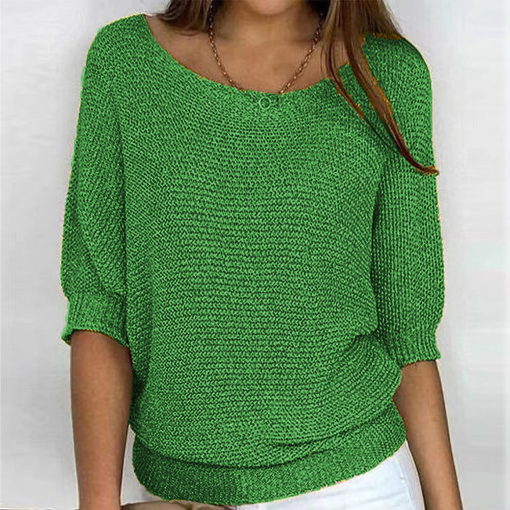 Pull femme manches trois-quarts coupe décontractée