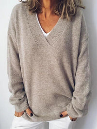 Pull femme oversize à col en V élégant