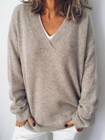 Pull femme oversize à col en V élégant
