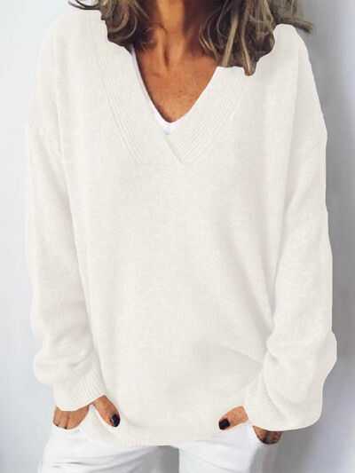 Pull femme oversize à col en V élégant