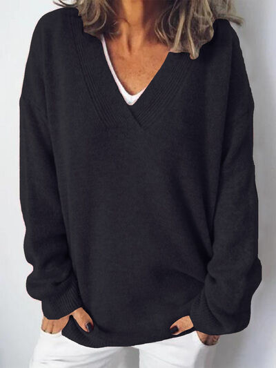 Pull femme oversize à col en V élégant
