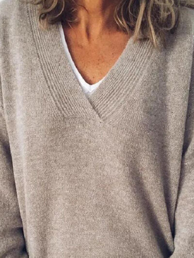 Pull femme oversize à col en V élégant