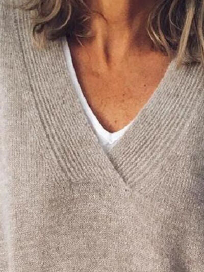 Pull femme oversize à col en V élégant