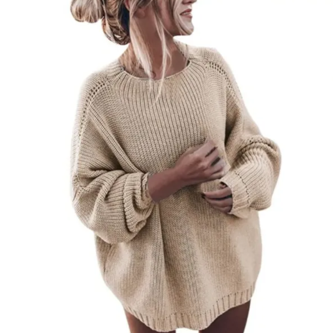 Pull femme oversize à col rond