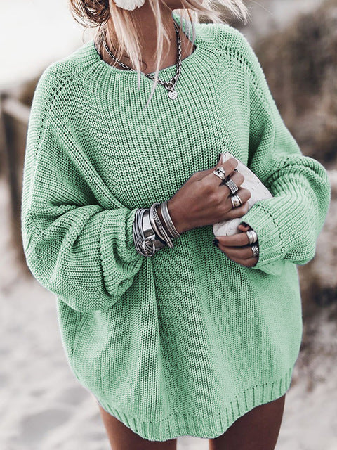 Pull femme oversize à col rond