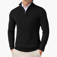 Pull homme à 1/4 zip et ourlet côtelé