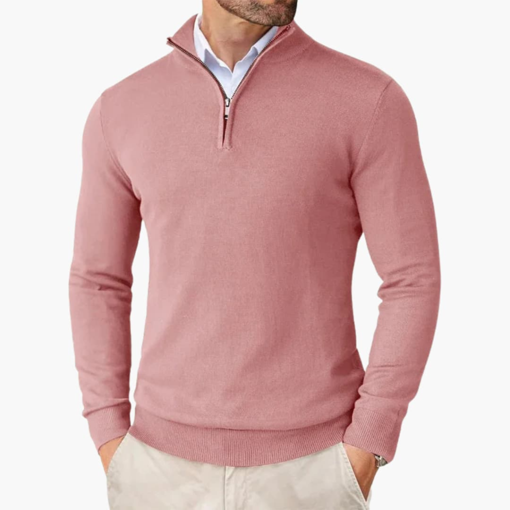 Pull homme à 1/4 zip et ourlet côtelé