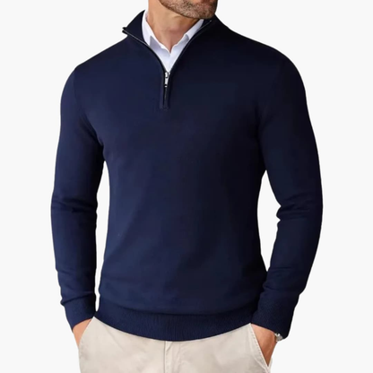Pull homme à 1/4 zip et ourlet côtelé
