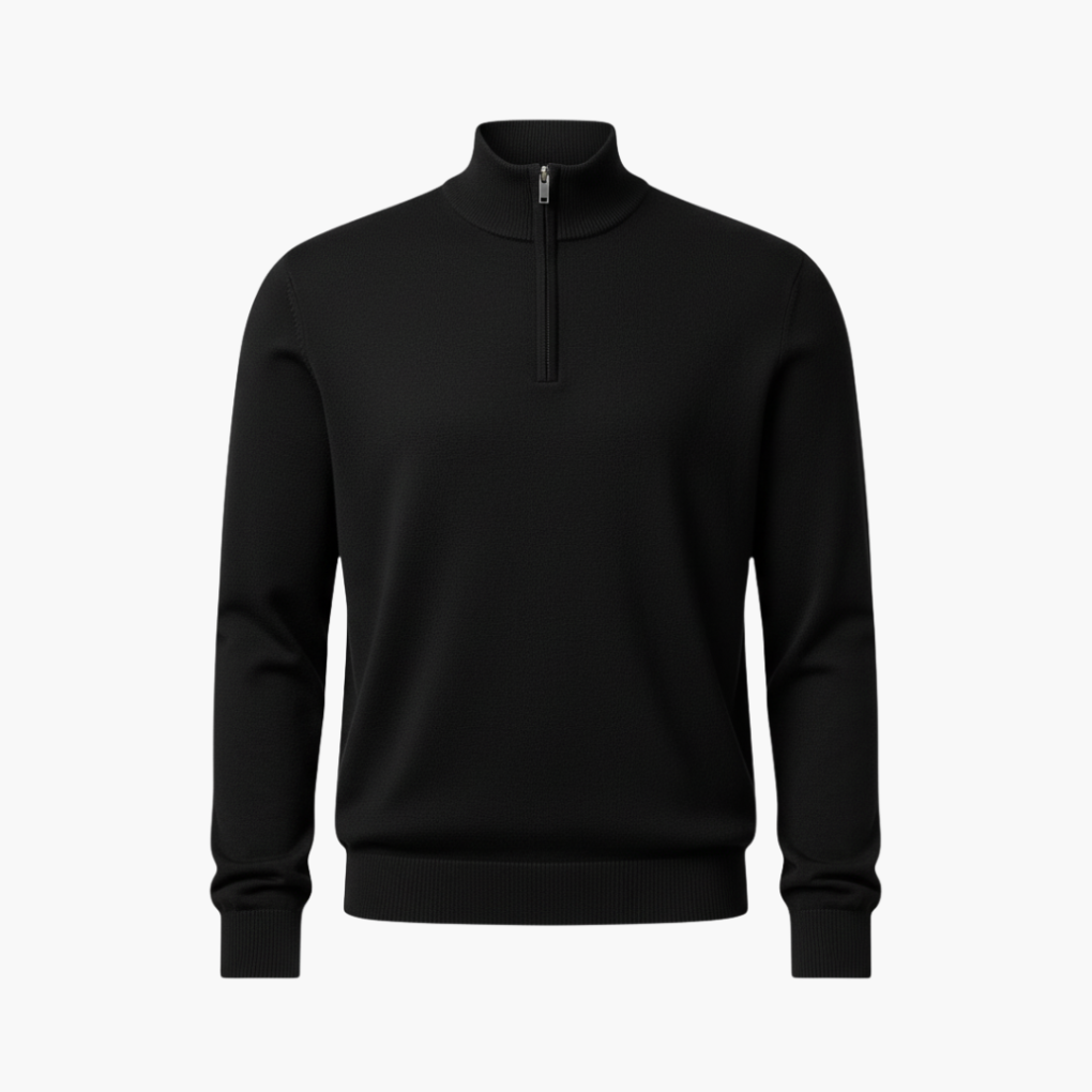 Pull homme à 1/4 zip et ourlet côtelé