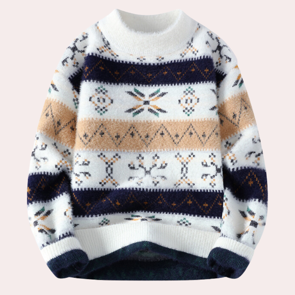 Pull homme à col rond à motifs
