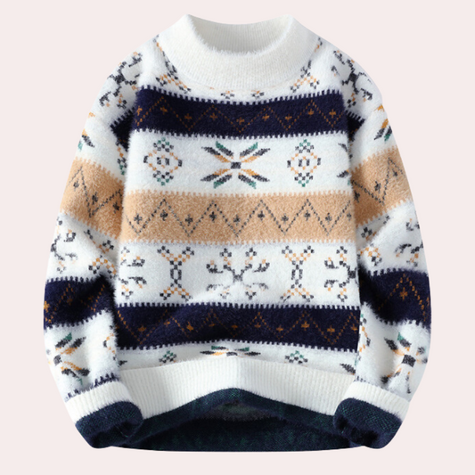Pull homme à col rond à motifs