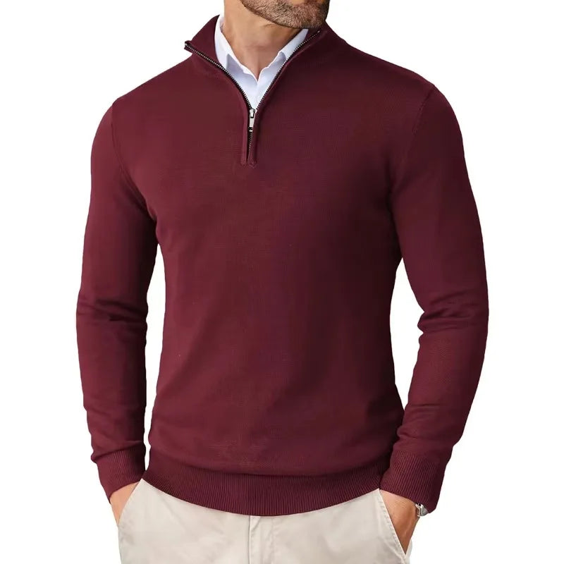 Pull homme à col zippé 1/4