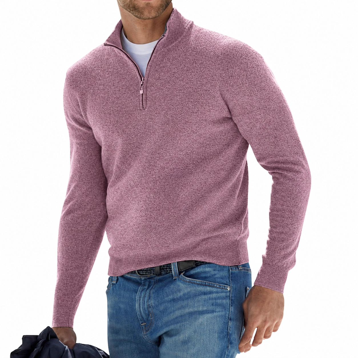 Pull homme à col zippé 1/4