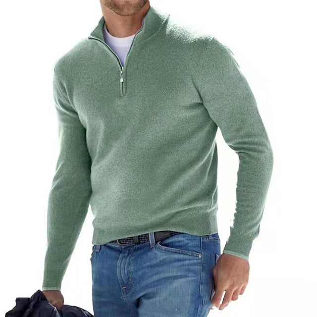 Pull homme à col zippé 1/4