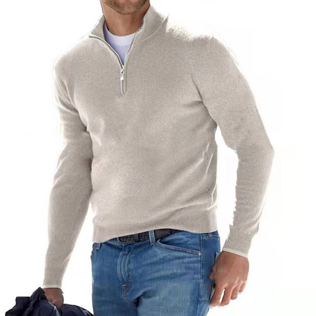 Pull homme à col zippé 1/4