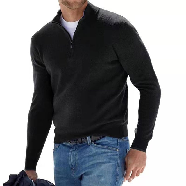 Pull homme à col zippé 1/4