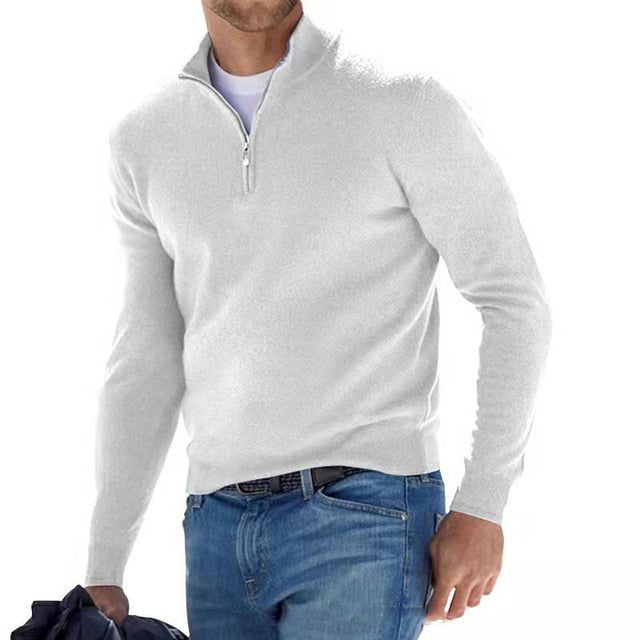 Pull homme à col zippé 1/4