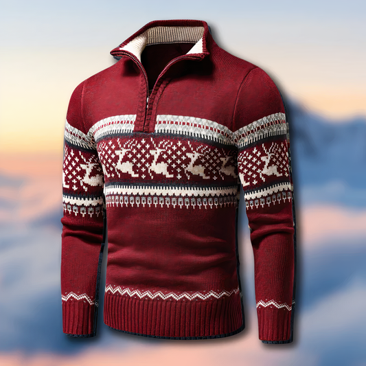 Pull homme à col zippé 1/4 Fair Isle