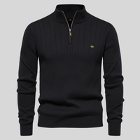 Pull homme à demi-zip en maille côtelée