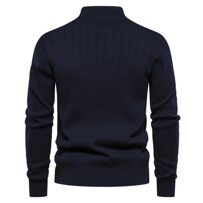 Pull homme à demi-zip en maille côtelée