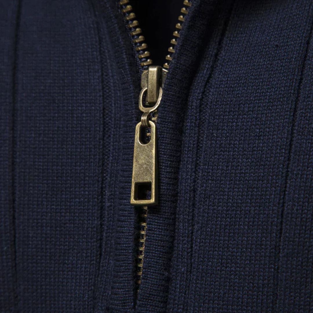 Pull homme à demi-zip en maille côtelée
